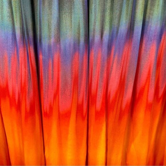 Vince Camuto Mirror Rainbow Chiffon Maxi Skirt Colorful Boho Hippie Sz 2 - Picture 4 of 7